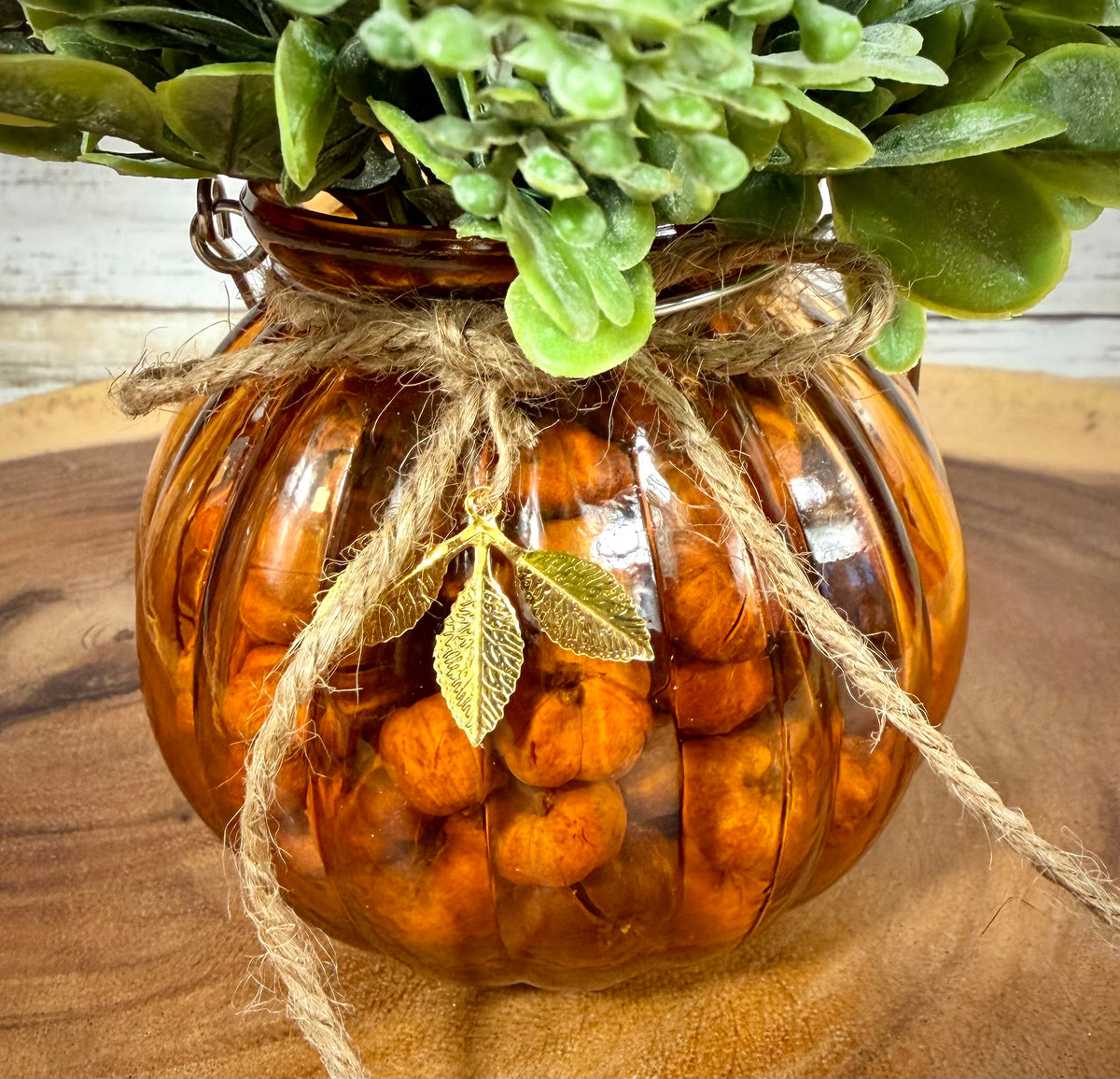 Small Fall Pumpkin Floral Arrangement – Orange & Peach Autumn Flowers