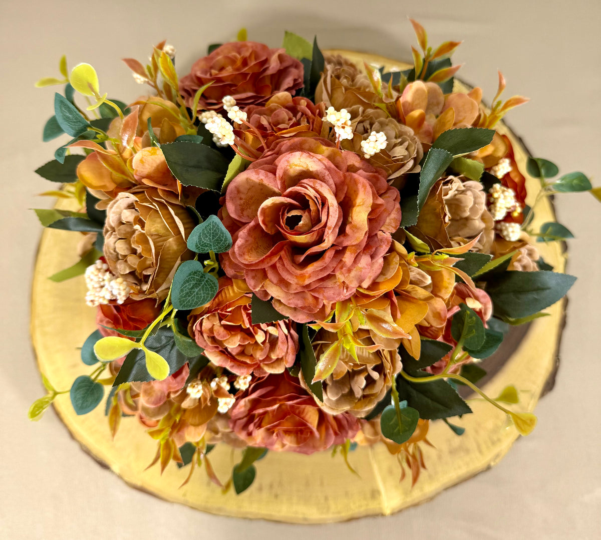 Handmade Floral Arrangement – Small Rustic Faux Flower Centerpiece