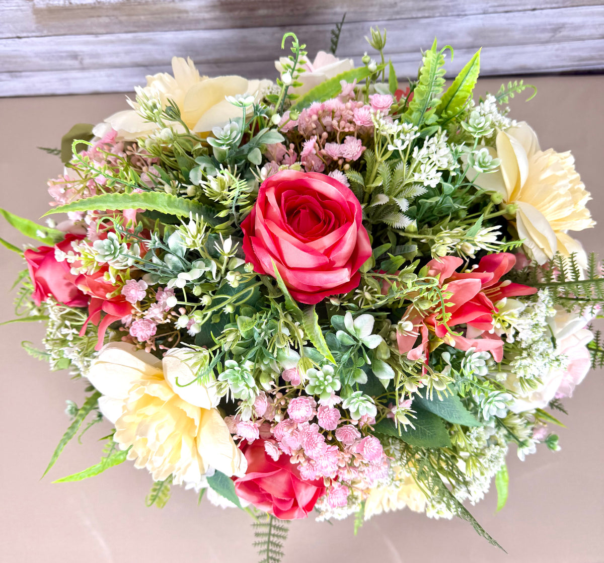 Handmade Floral Arrangement – Large Rustic Faux Flower Centerpiece