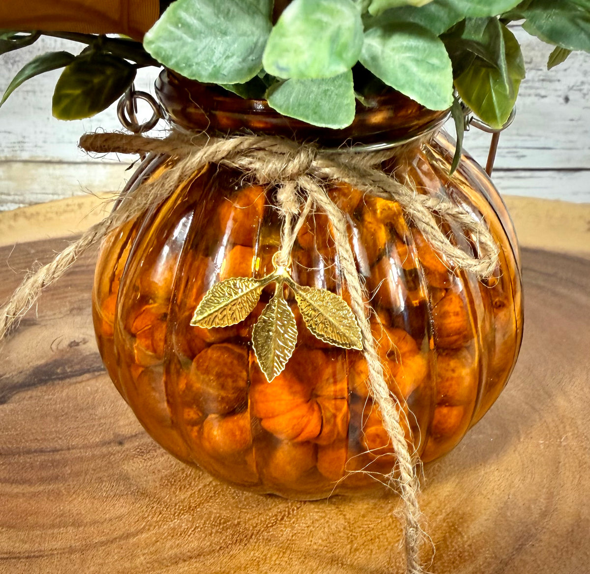 Small Fall Pumpkin Floral Arrangement – Orange & Rust Autumn Flowers