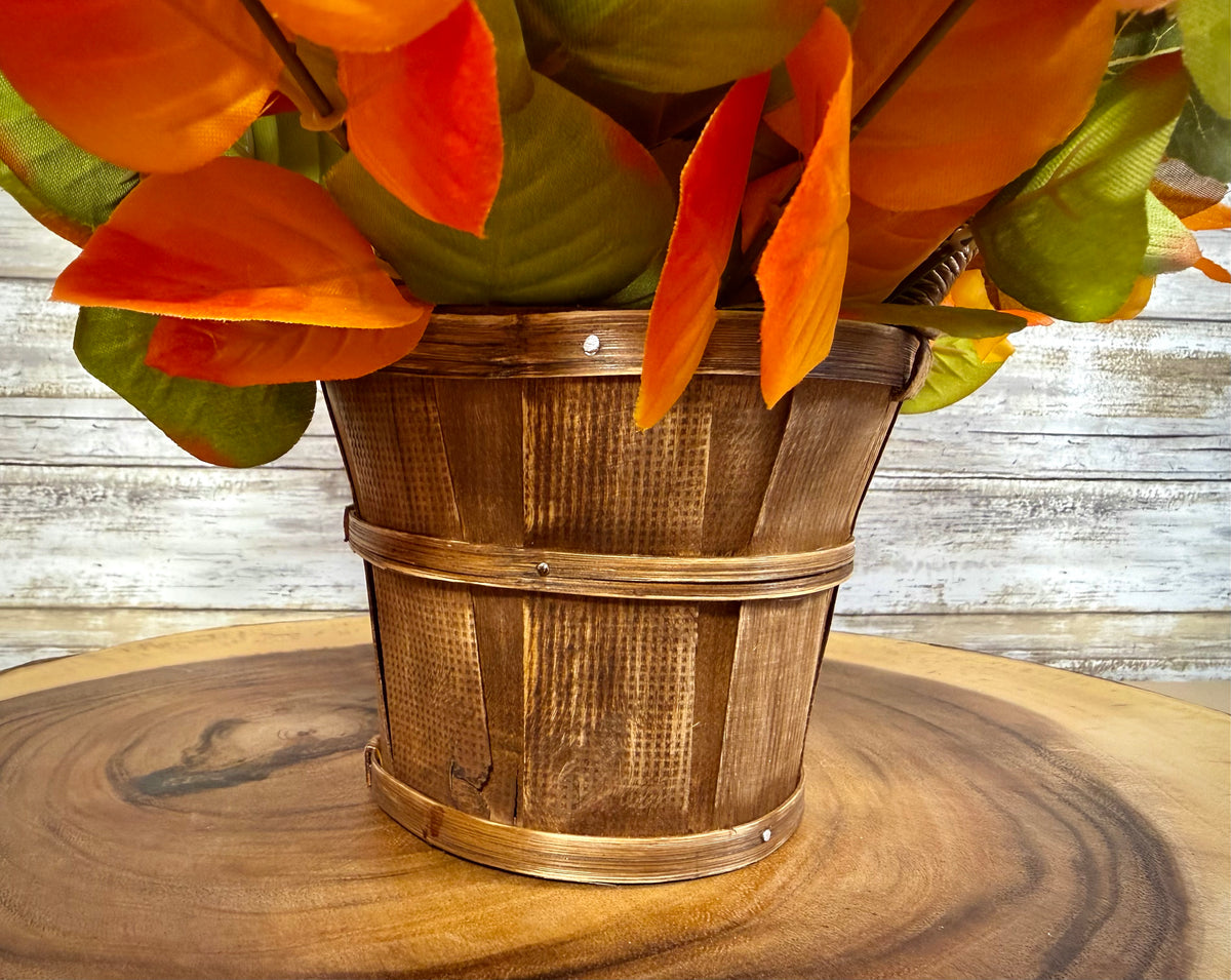 Fall Sunflower Floral Arrangement | Rustic Light Brown Basket