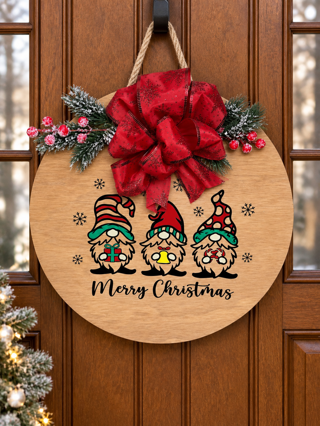 Merry Christmas Gnome Door Sign