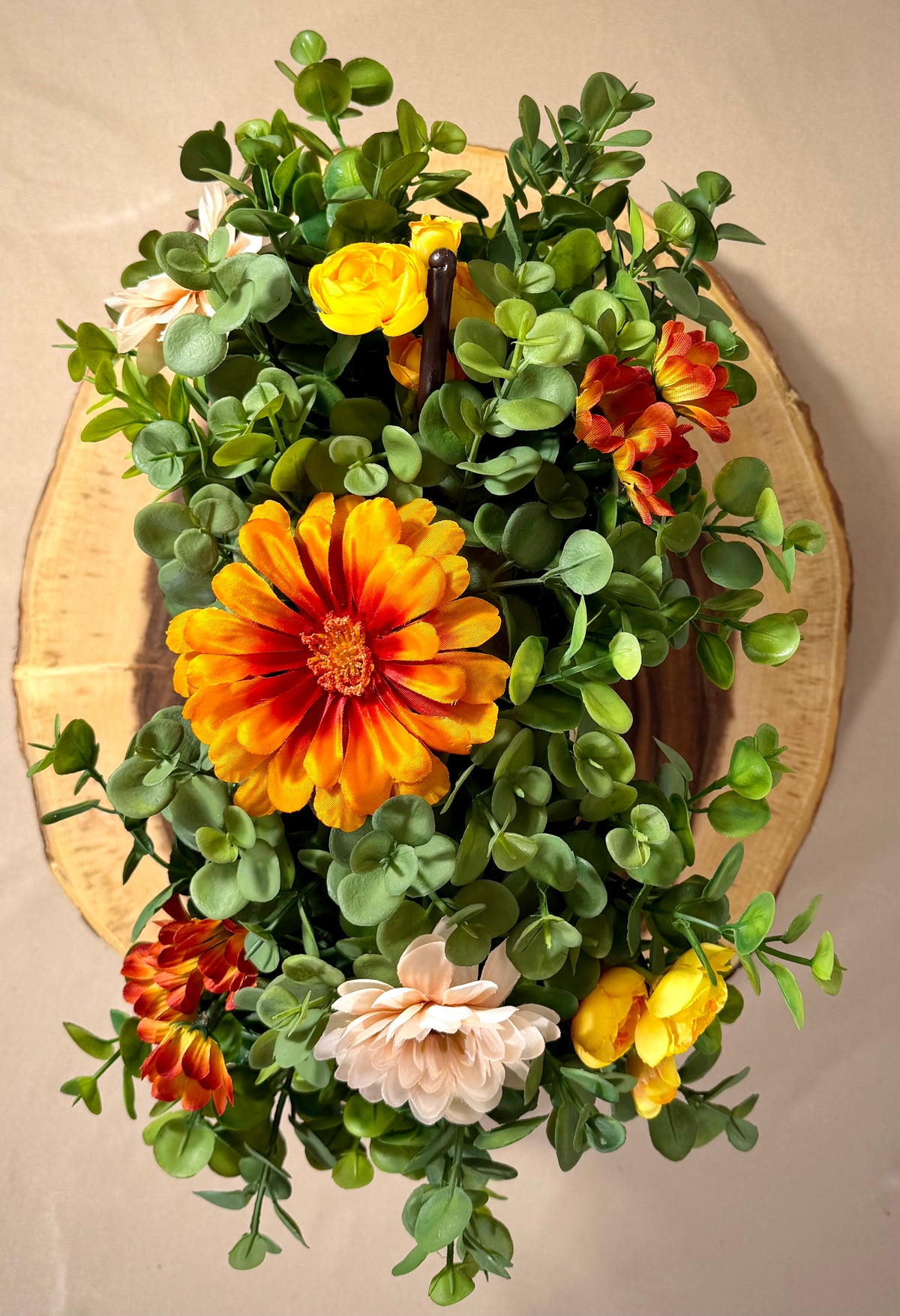 Silver Galvanized Pumpkin Wagon Fall Floral Arrangement