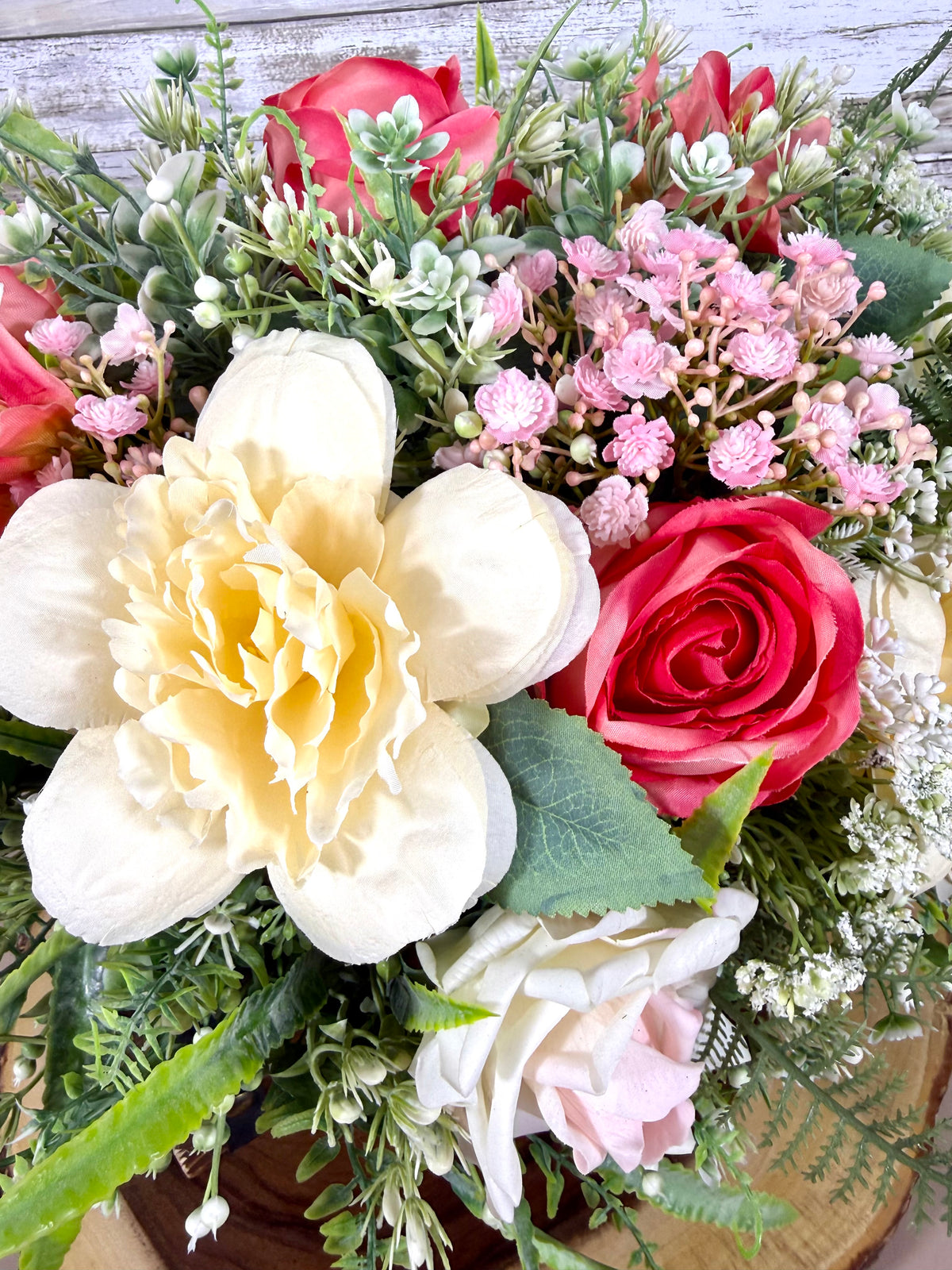 Handmade Floral Arrangement – Large Rustic Faux Flower Centerpiece