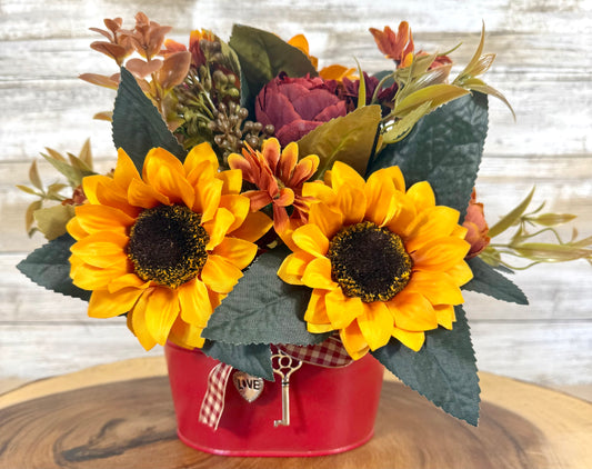 Handmade Artificial Floral Arrangement – Compact Faux Flower Home Decor