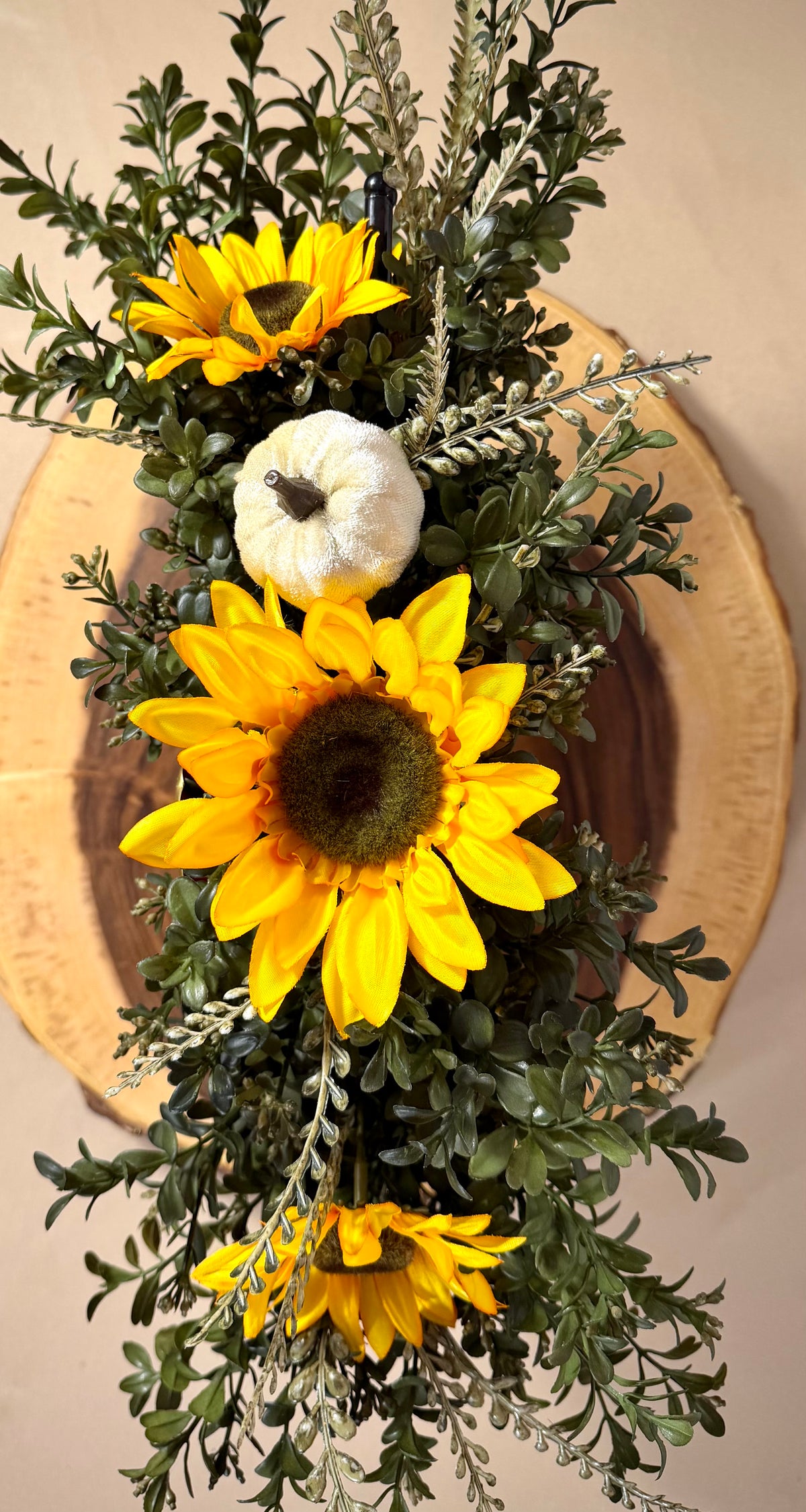 Fall Pumpkin Wagon Floral Arrangement | Sunflowers & Orange Flowers