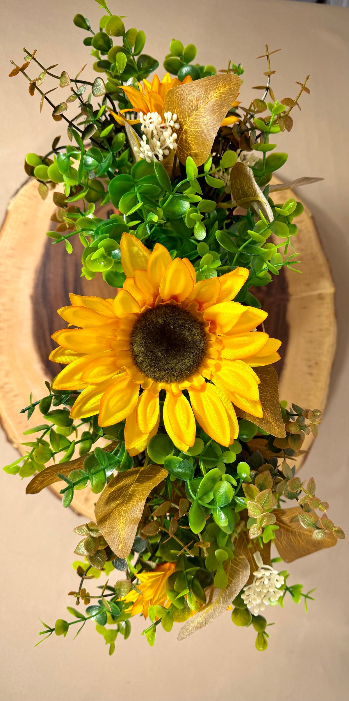 Pumpkin Carriage Fall Floral Arrangement – Yellow Sunflowers & Orange Flowers