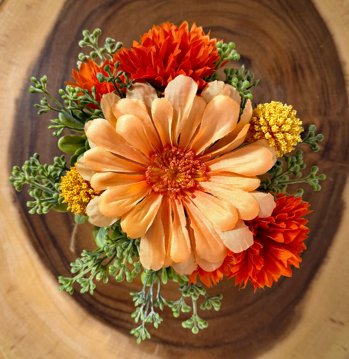 Small Fall Pumpkin Floral Arrangement – Orange & Peach Autumn Flowers