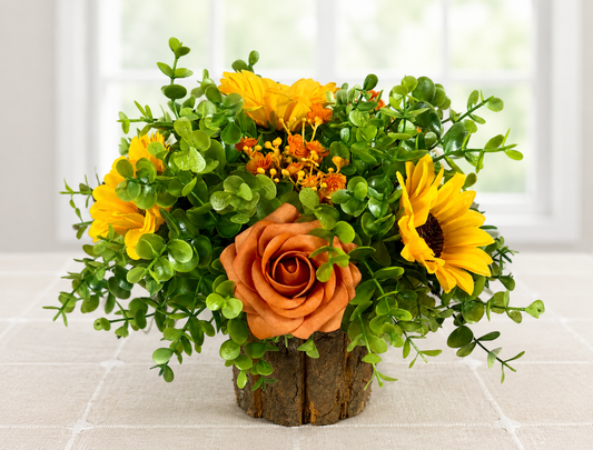 Sunflower Fall Floral Arrangement | Burnt Orange Roses
