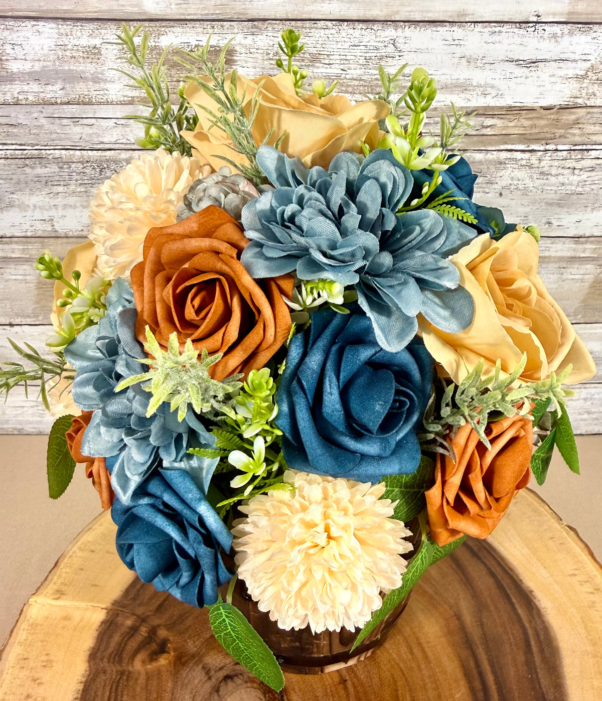 Handmade Floral Arrangement – Rustic Faux Flower Centerpiece