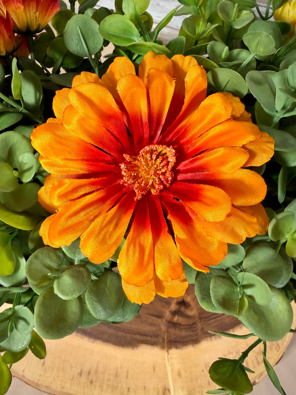 Silver Galvanized Pumpkin Wagon Fall Floral Arrangement
