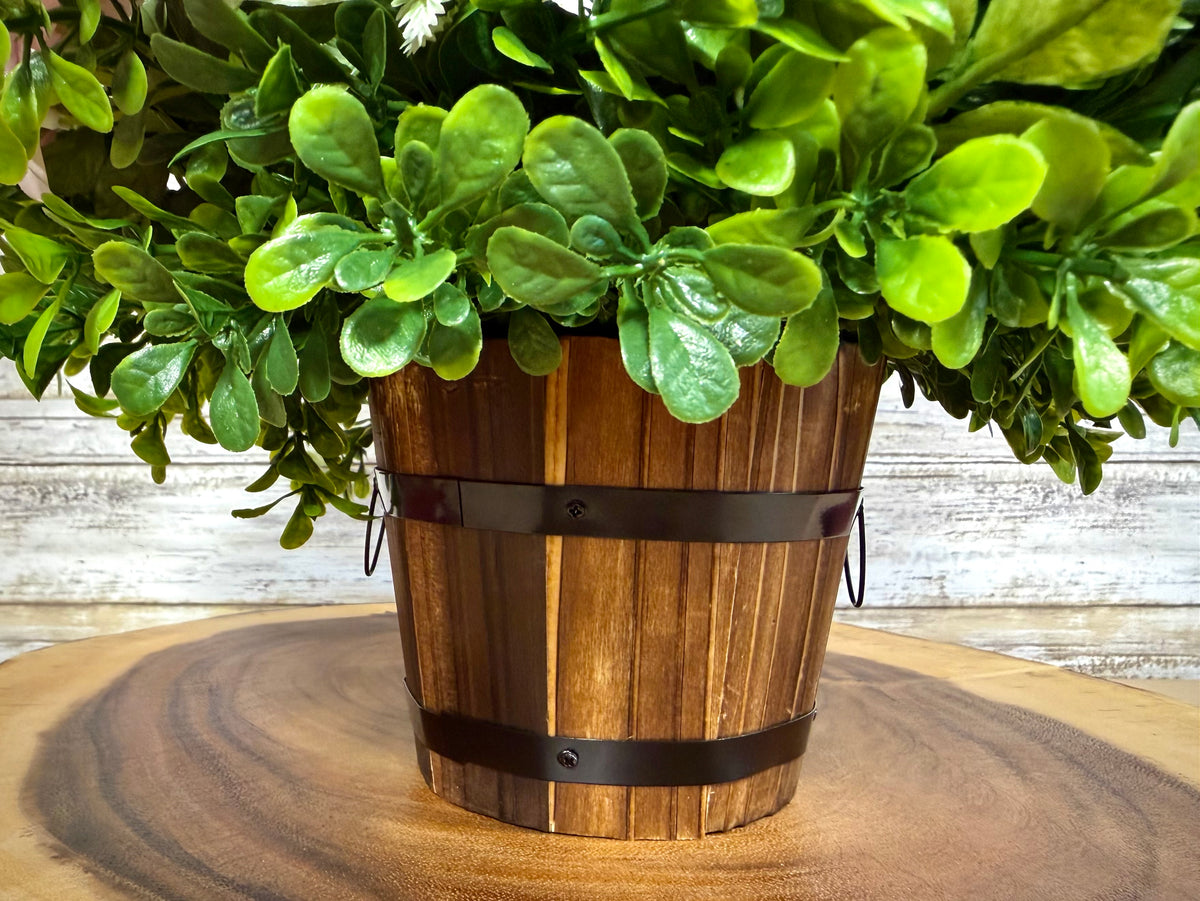 Handmade Purple Floral Arrangement – Mini Bucket Home Decor