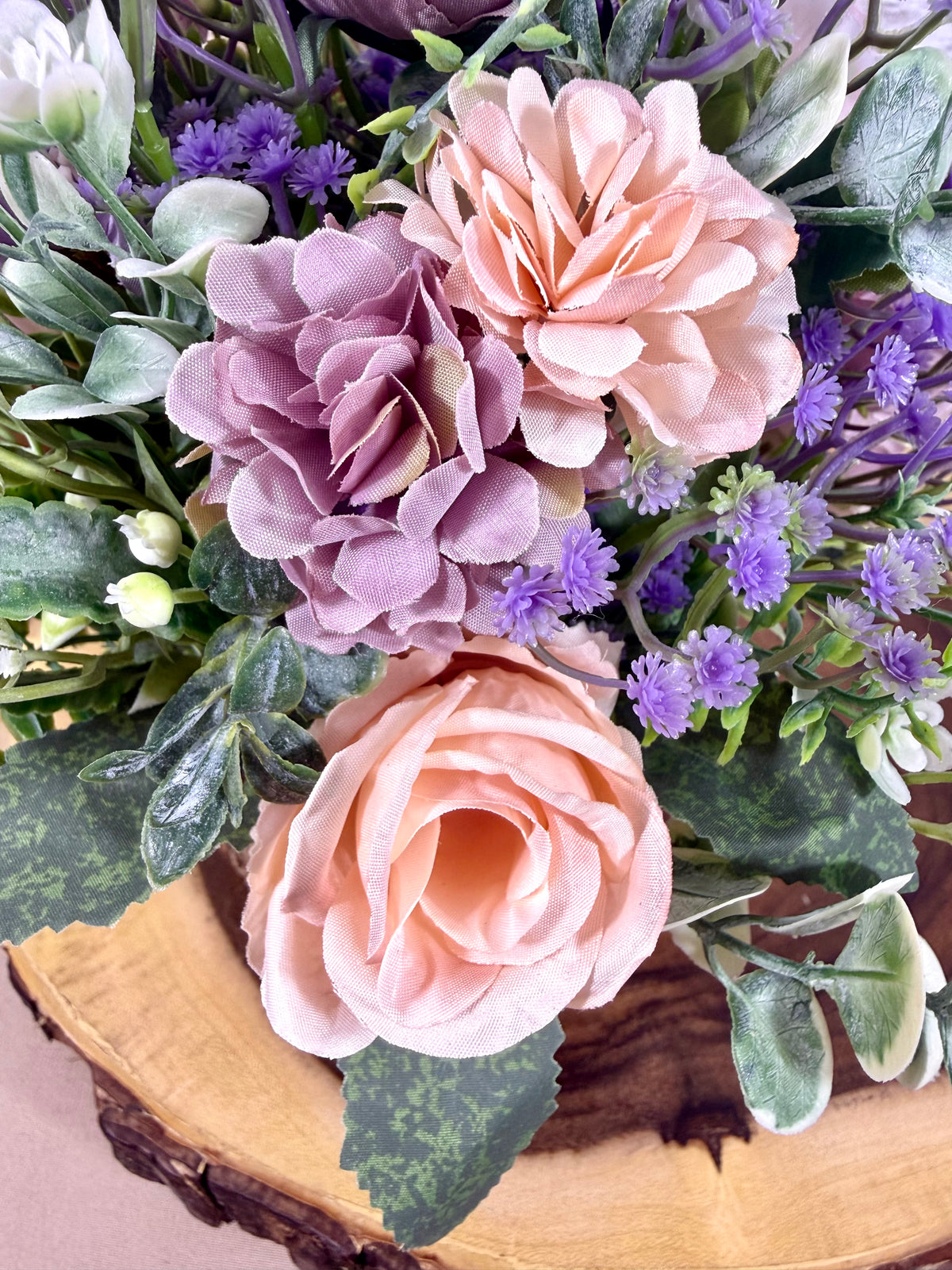 Handmade Floral Arrangement – Small Faux Flower Centerpiece, Rustic Home Decor