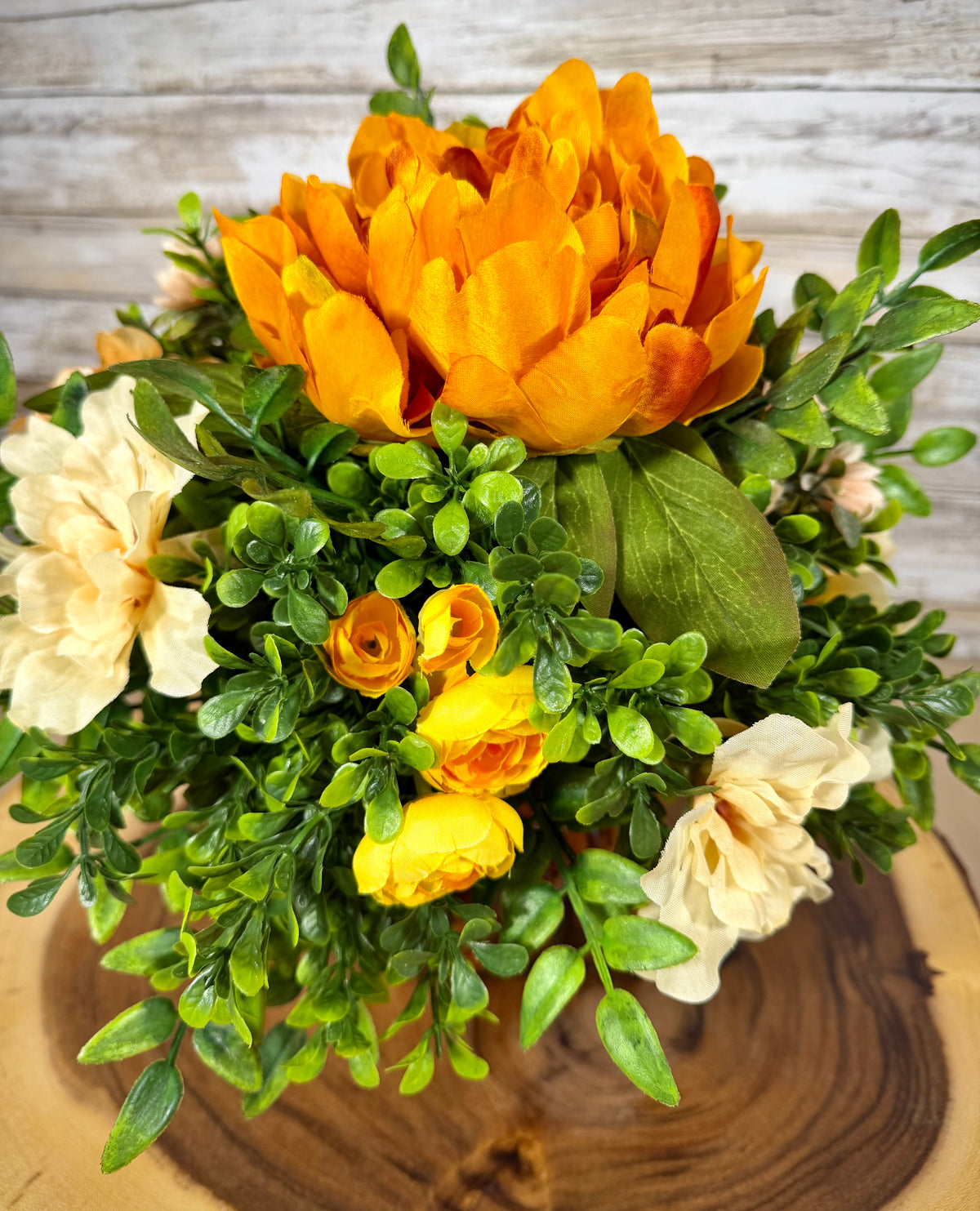 Fall Pumpkin Floral Arrangement – Autumn Flowers & Plaid Bow