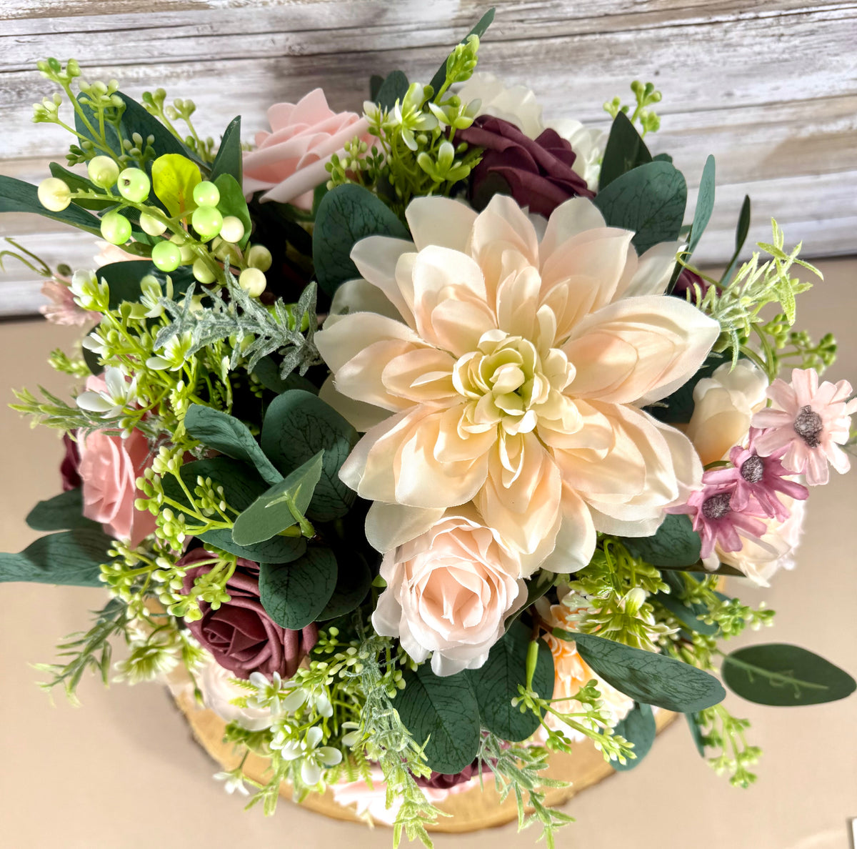 Large Handmade Artificial Floral Arrangement – Elegant Home Centerpiece
