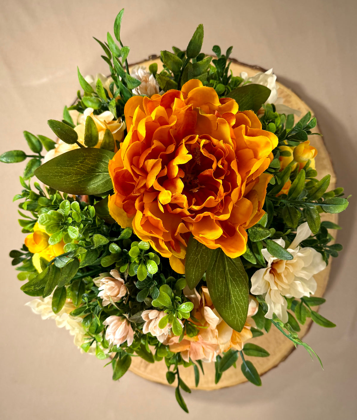 Fall Pumpkin Floral Arrangement – Autumn Flowers & Plaid Bow
