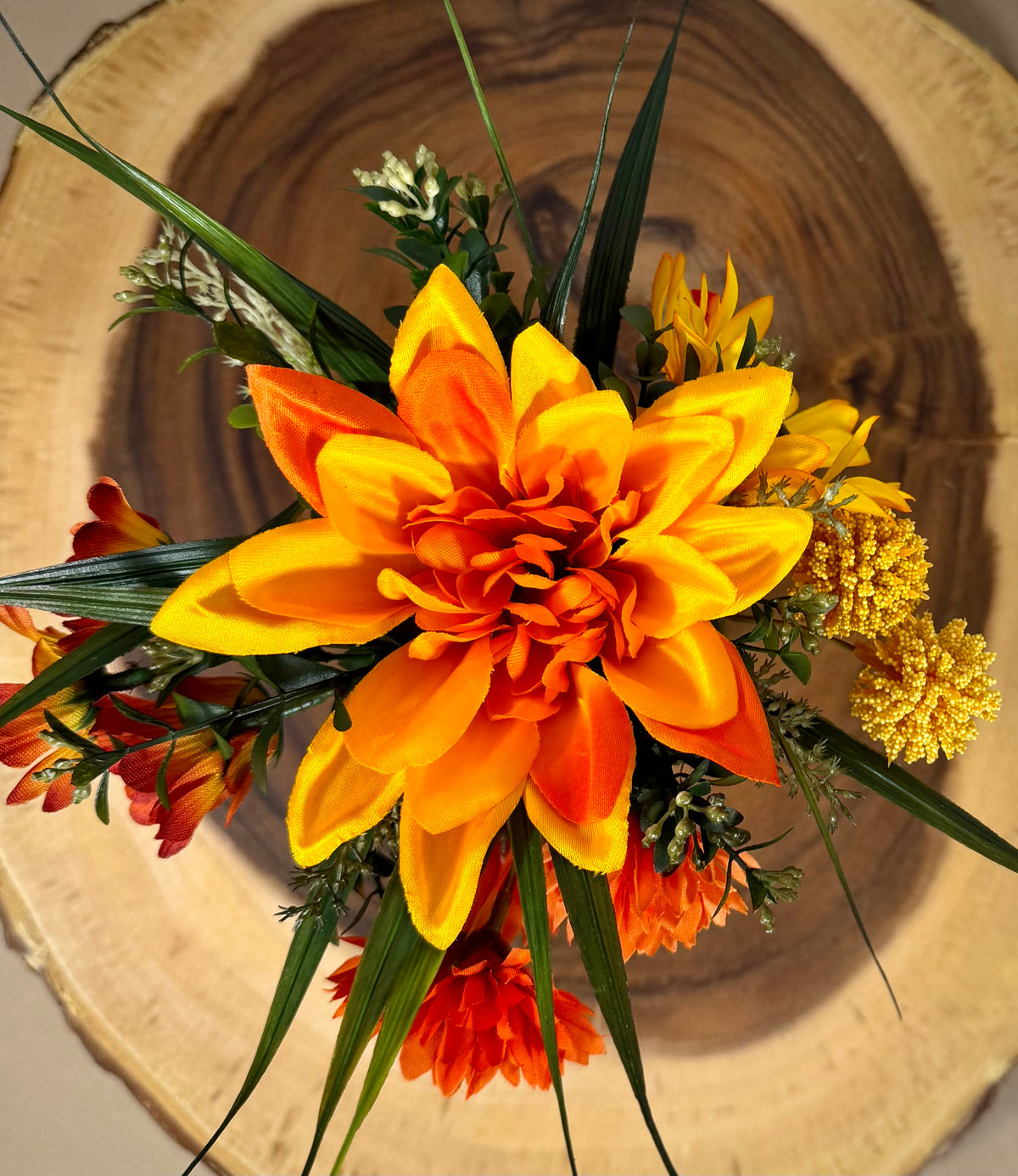 Small Fall Floral Arrangement | Golden Yellow & Orange Flowers