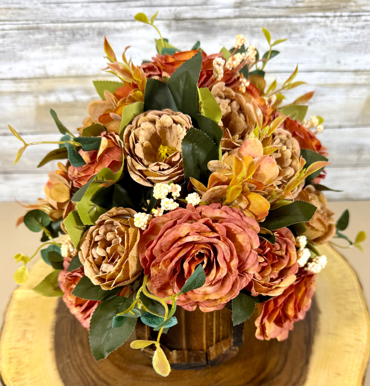 Handmade Floral Arrangement – Small Rustic Faux Flower Centerpiece