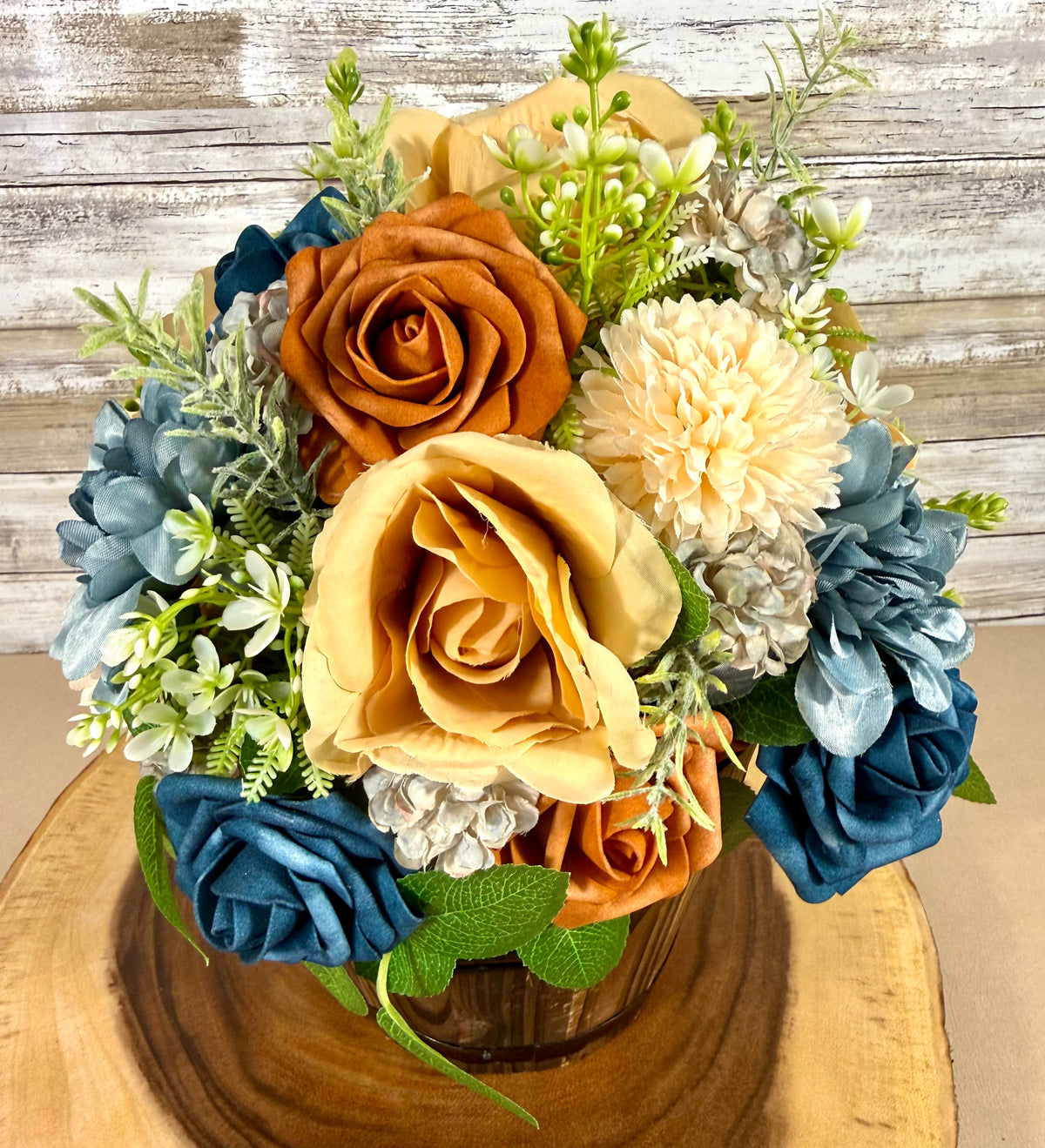 Handmade Floral Arrangement – Rustic Faux Flower Centerpiece