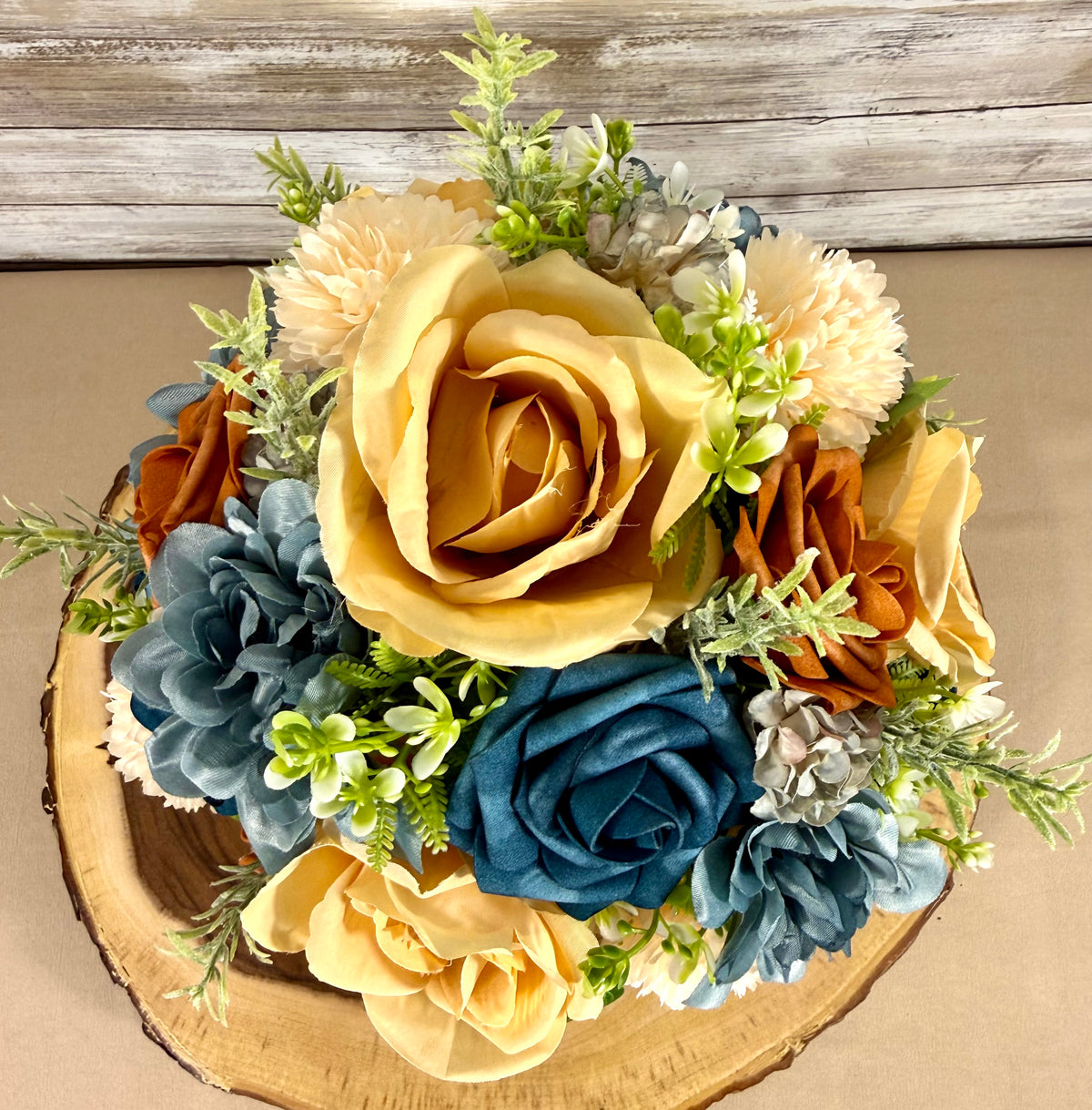 Handmade Floral Arrangement – Rustic Faux Flower Centerpiece
