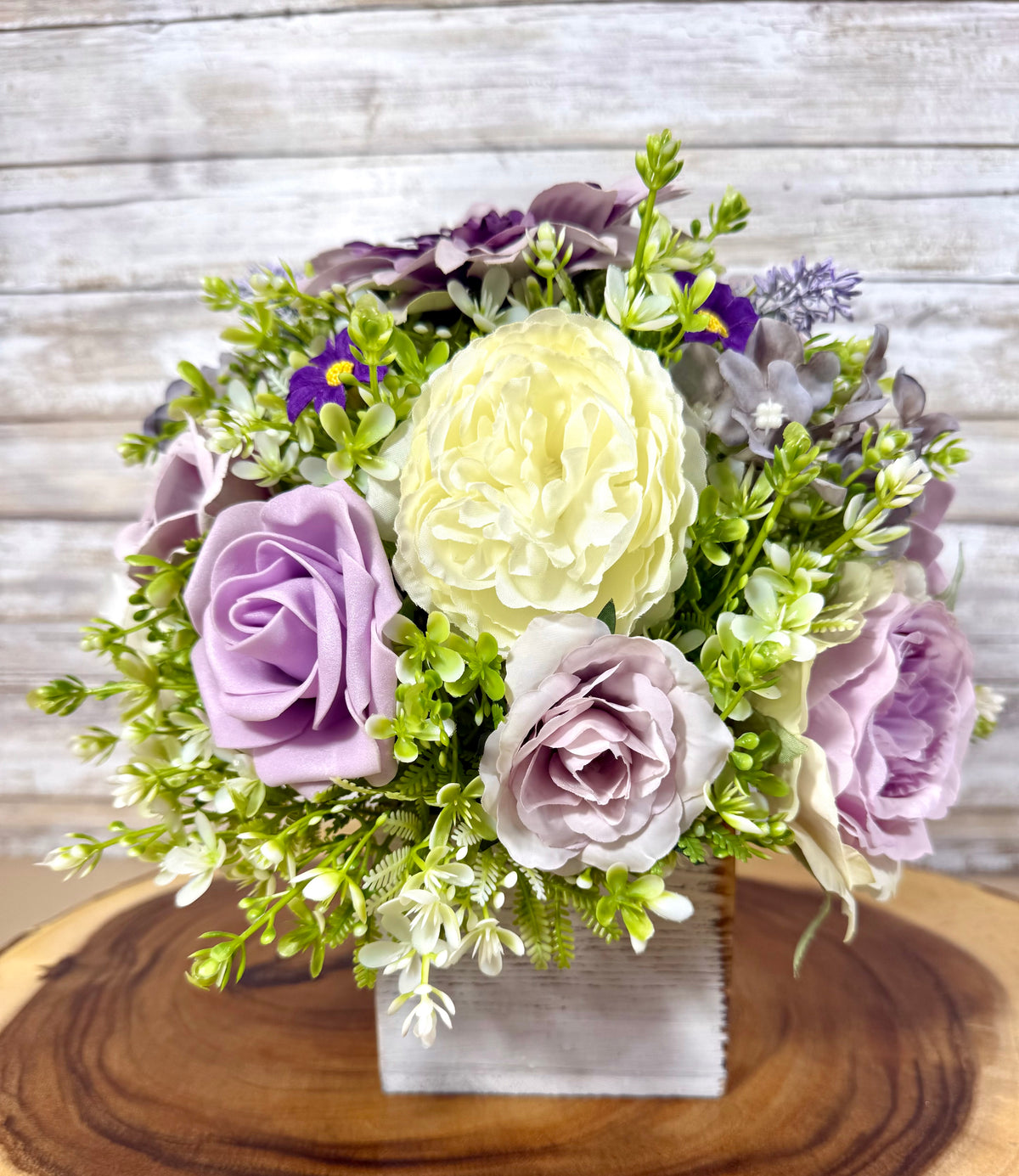 Handmade Floral Arrangement – Small Rustic Faux Flower Centerpiece