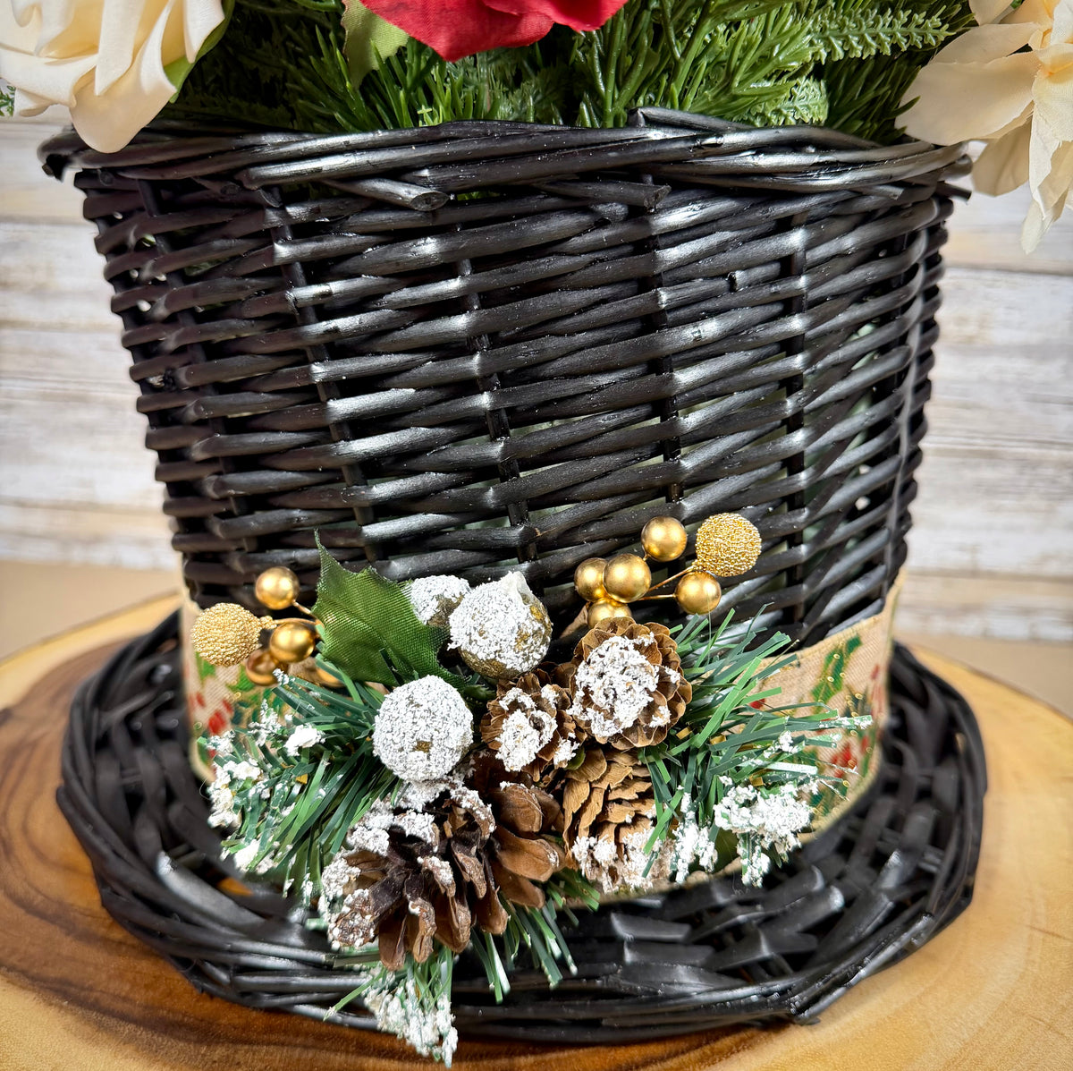 Christmas Rose Floral Arrangement | Red & White Holiday Centerpiece