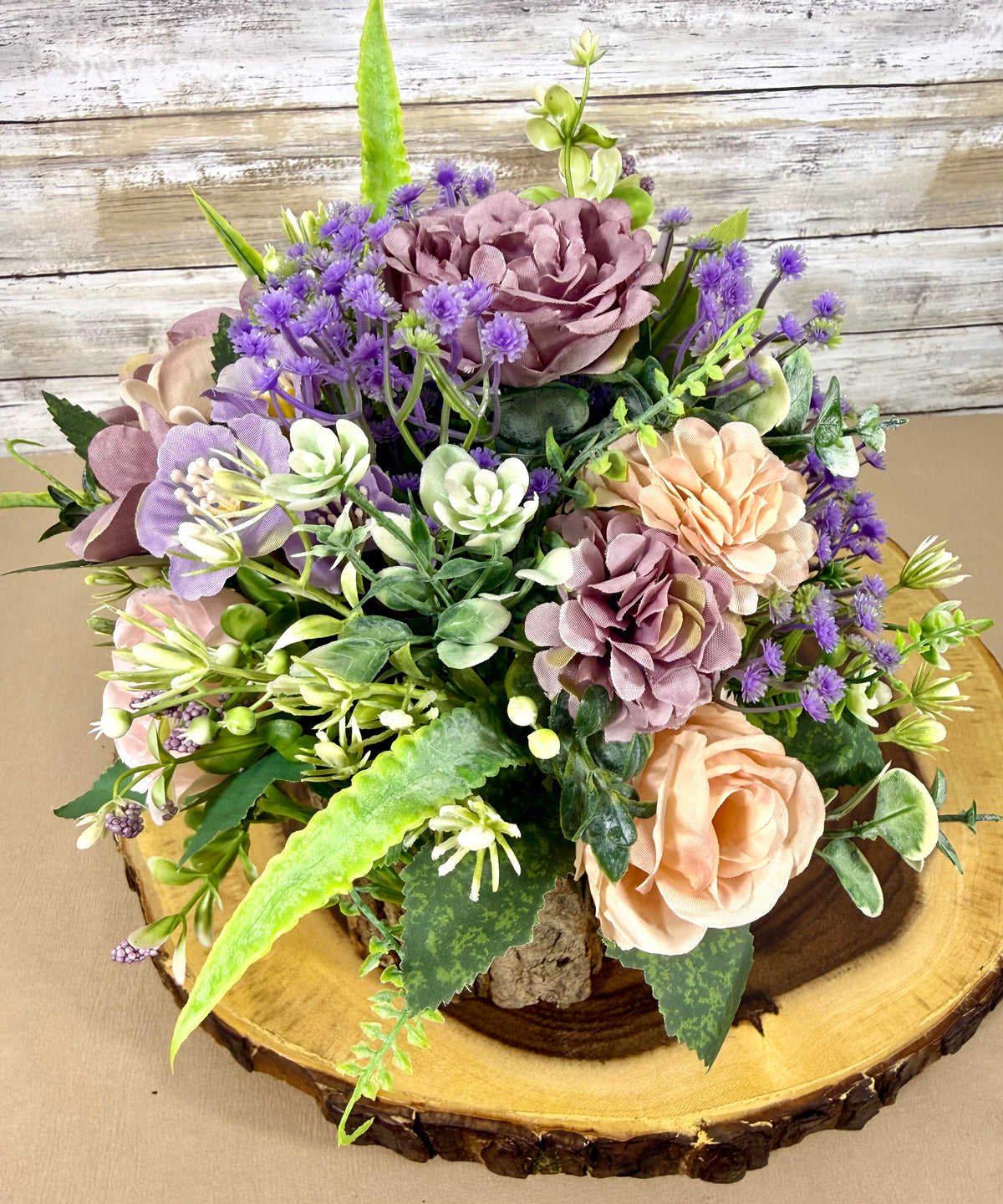 Handmade Floral Arrangement – Small Faux Flower Centerpiece, Rustic Home Decor