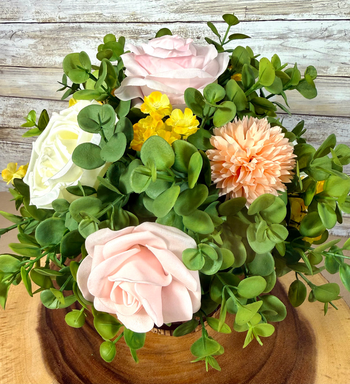 Handmade Artificial Floral Arrangement – Rustic Tabletop Home Decor