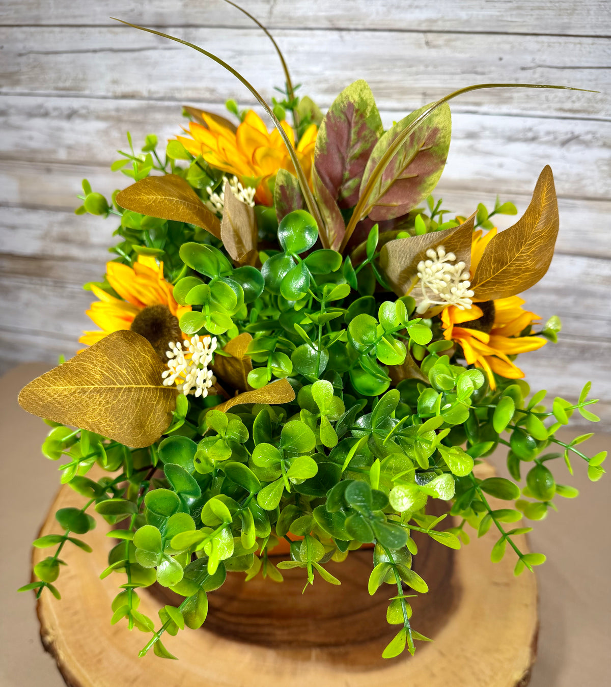 Fall Pumpkin Carriage Floral Arrangement – Sunflower & Autumn Centerpiece