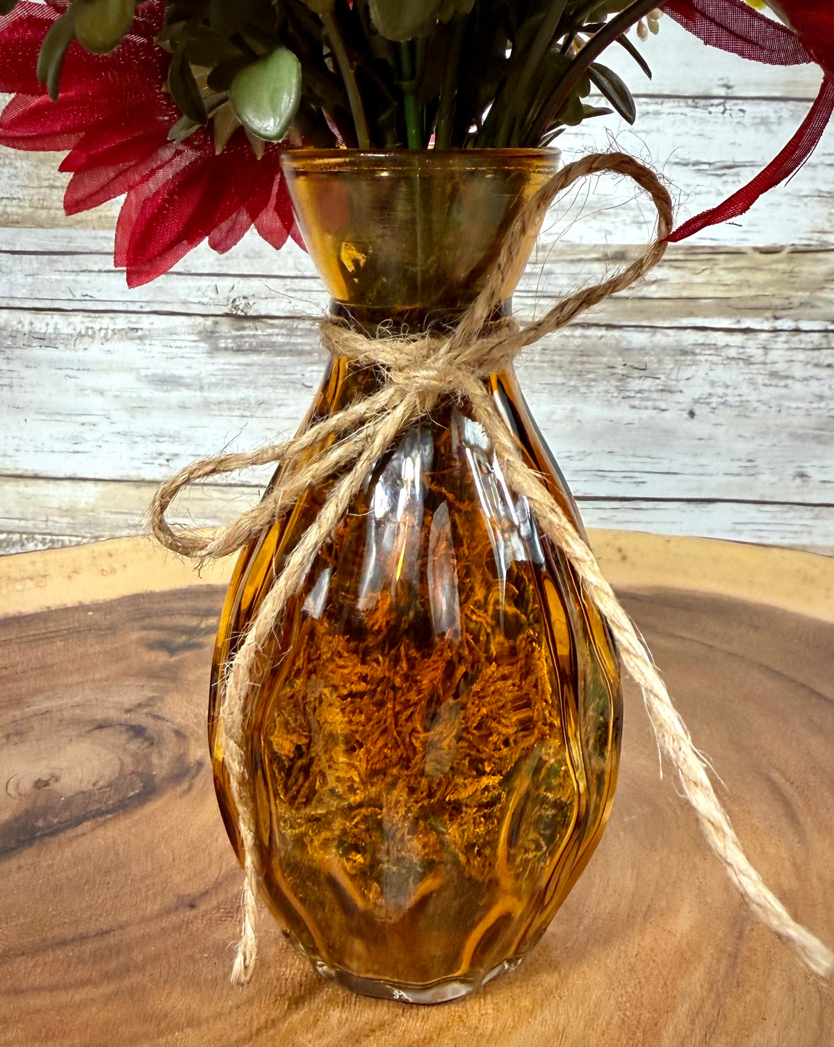 Small Fall Floral Arrangement | Orange Gerber Daisy & Glass Vase