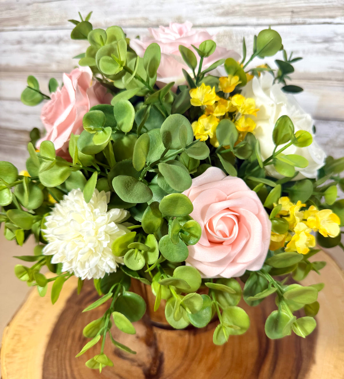 Handmade Artificial Floral Arrangement – Rustic Tabletop Home Decor