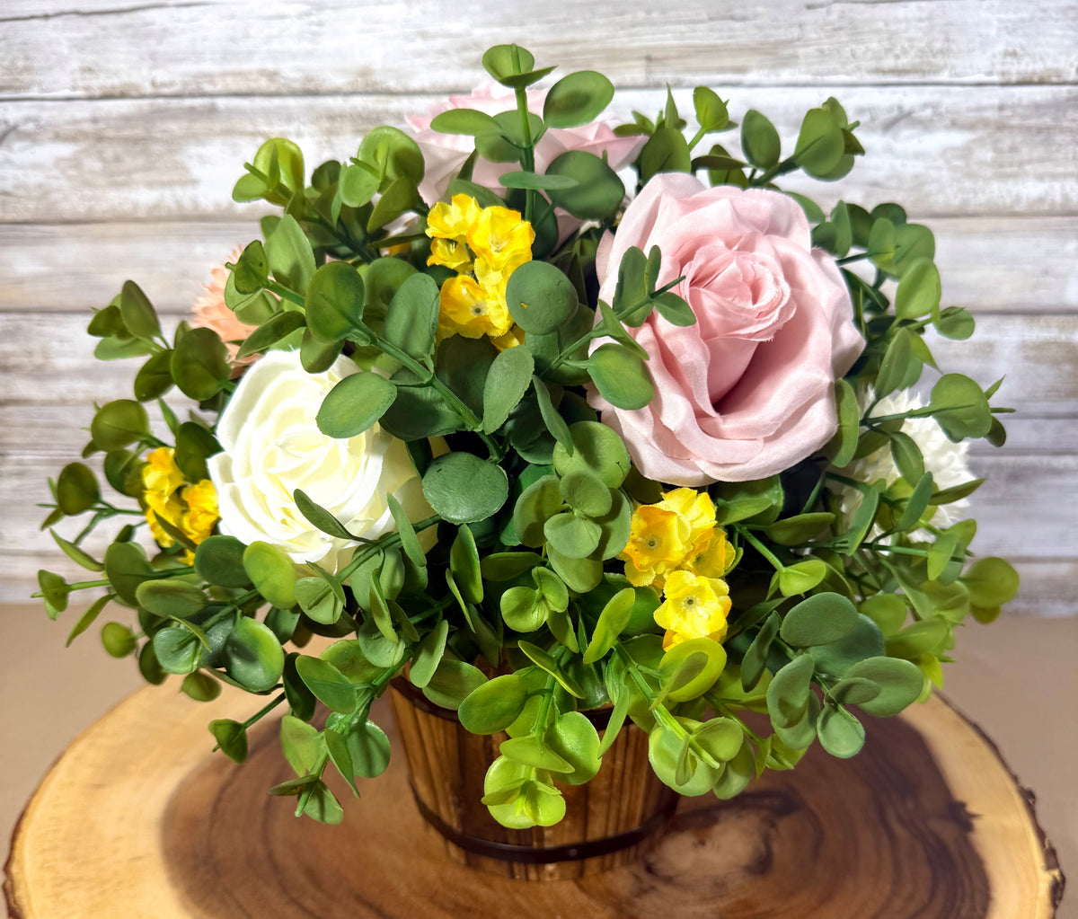Handmade Artificial Floral Arrangement – Rustic Tabletop Home Decor