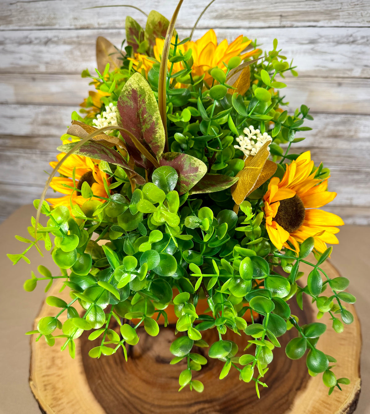 Fall Pumpkin Carriage Floral Arrangement – Sunflower & Autumn Centerpiece