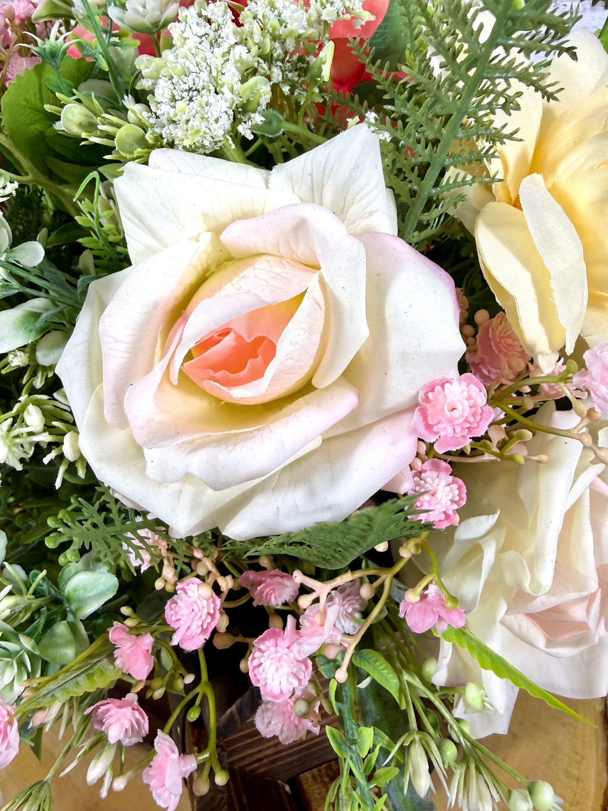 Handmade Floral Arrangement – Large Rustic Faux Flower Centerpiece