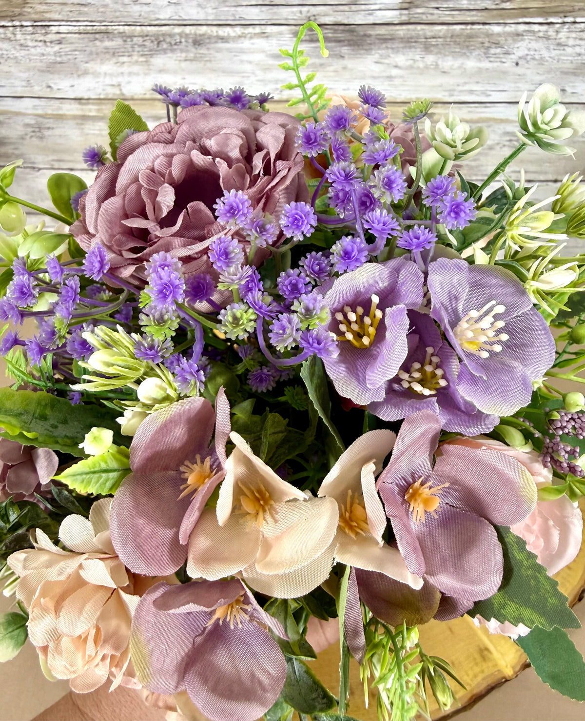 Handmade Floral Arrangement – Small Faux Flower Centerpiece, Rustic Home Decor