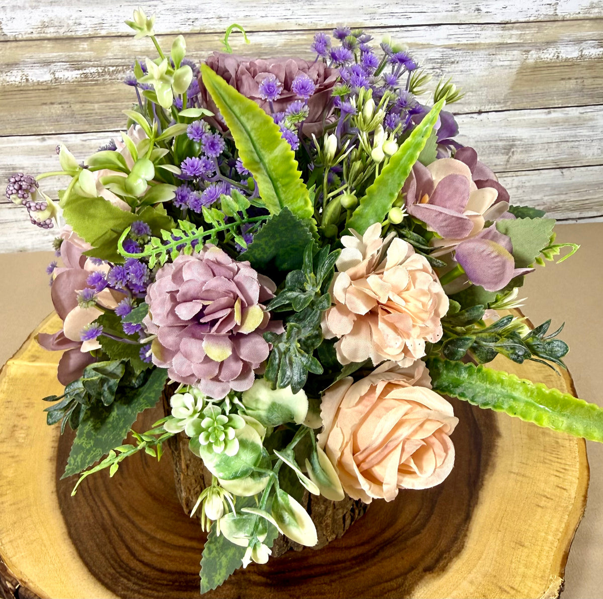 Handmade Floral Arrangement – Small Faux Flower Centerpiece, Rustic Home Decor