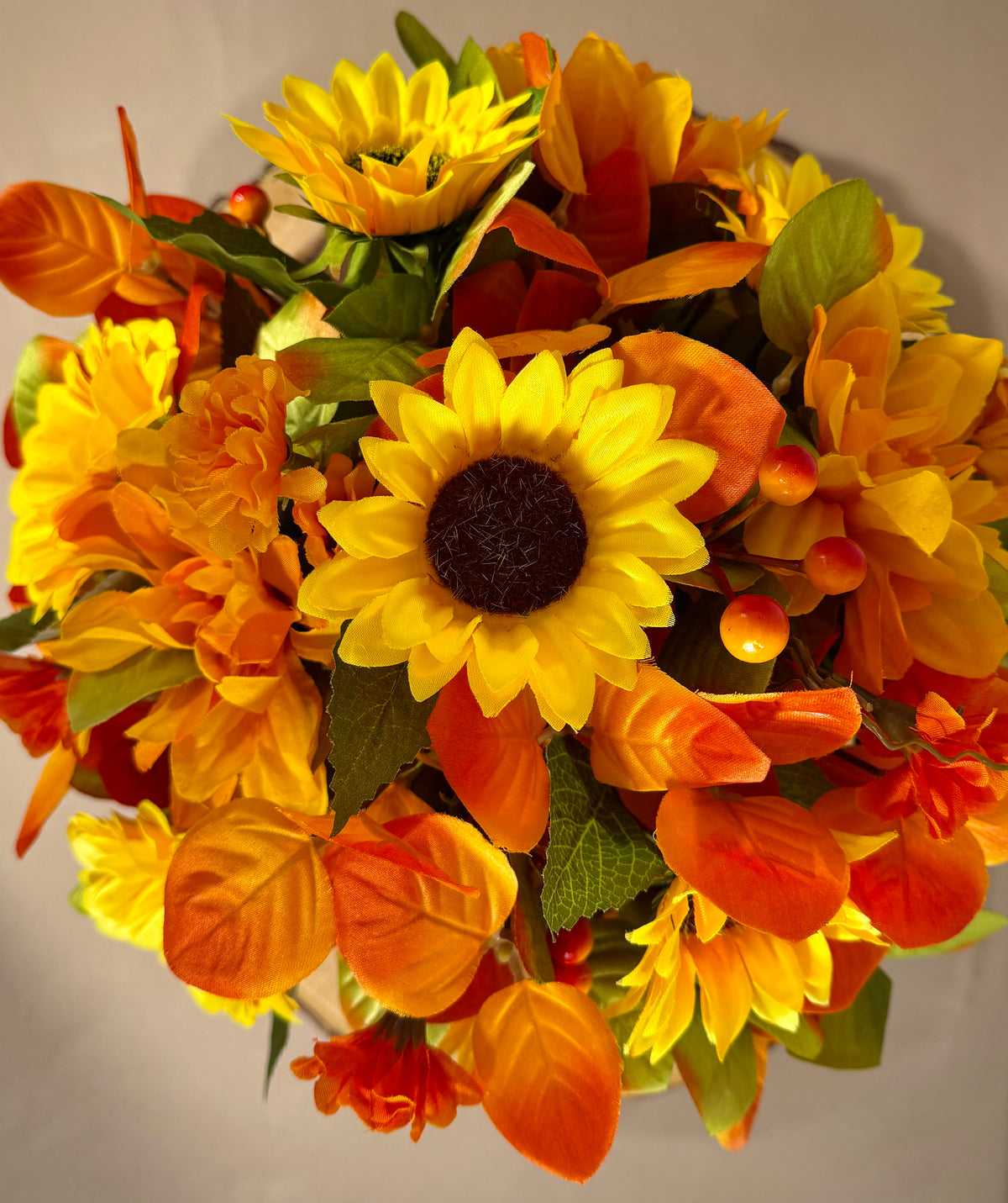 Fall Sunflower Floral Arrangement | Rustic Light Brown Basket