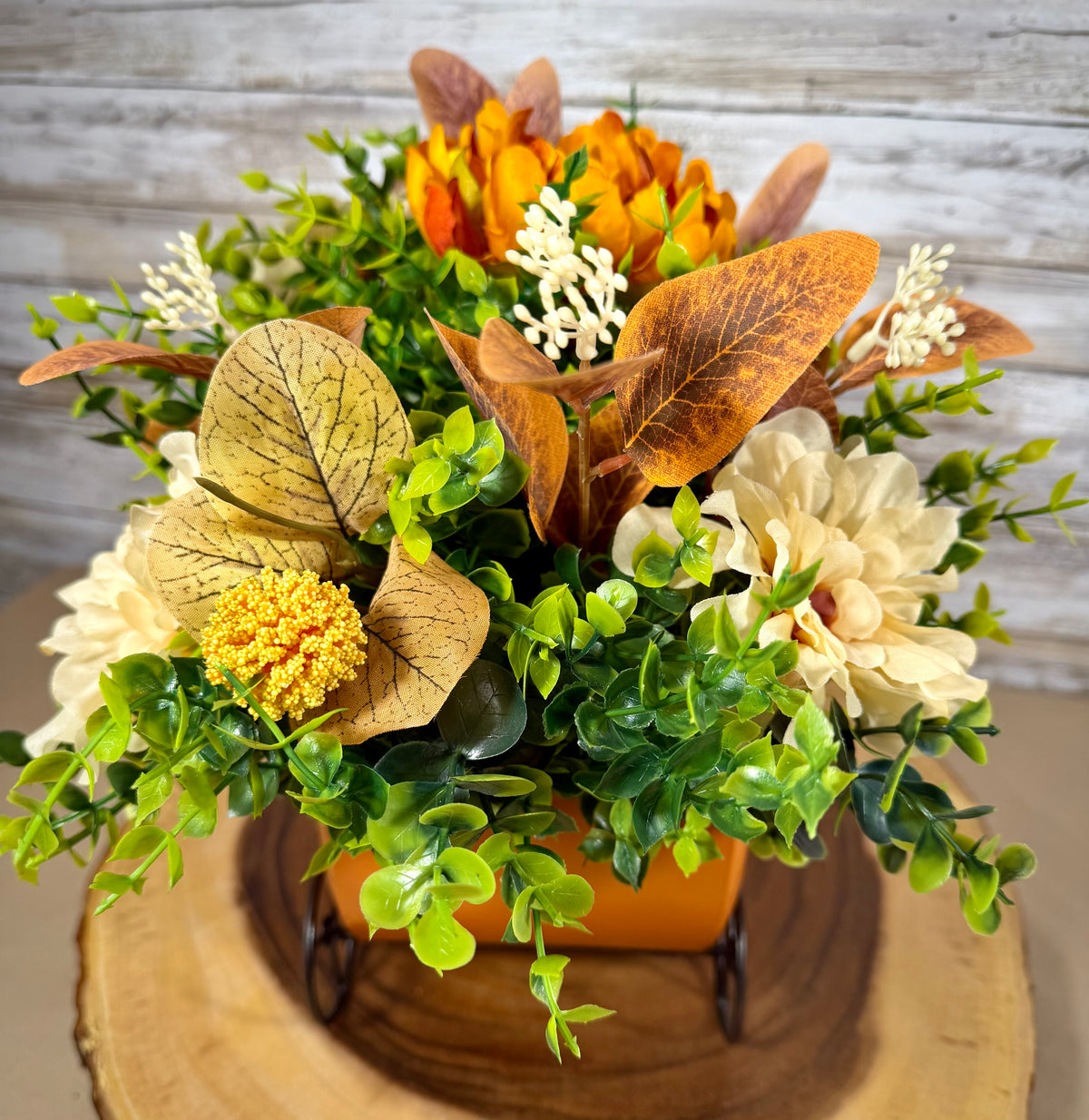 Fall Pumpkin Carriage Floral Arrangement – Autumn Flowers & Farmhouse Decor