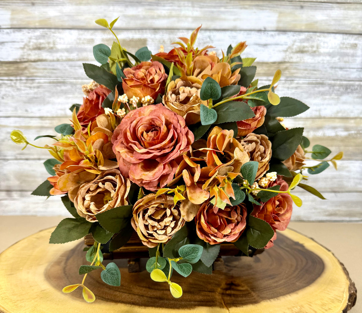 Handmade Floral Arrangement – Small Rustic Faux Flower Centerpiece