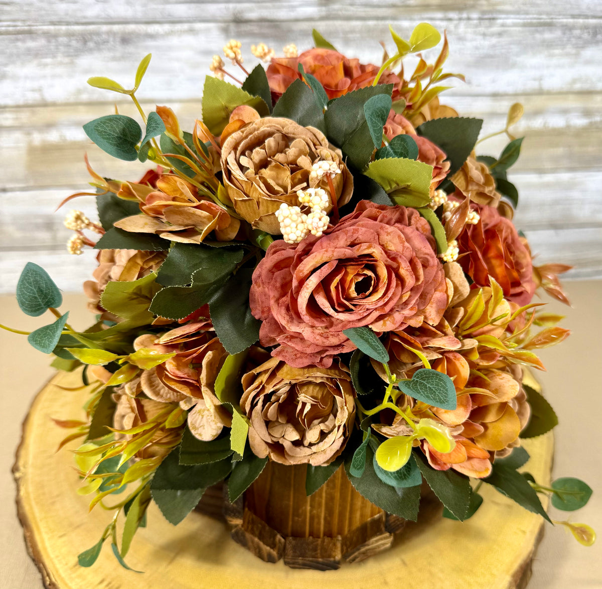 Handmade Floral Arrangement – Small Rustic Faux Flower Centerpiece