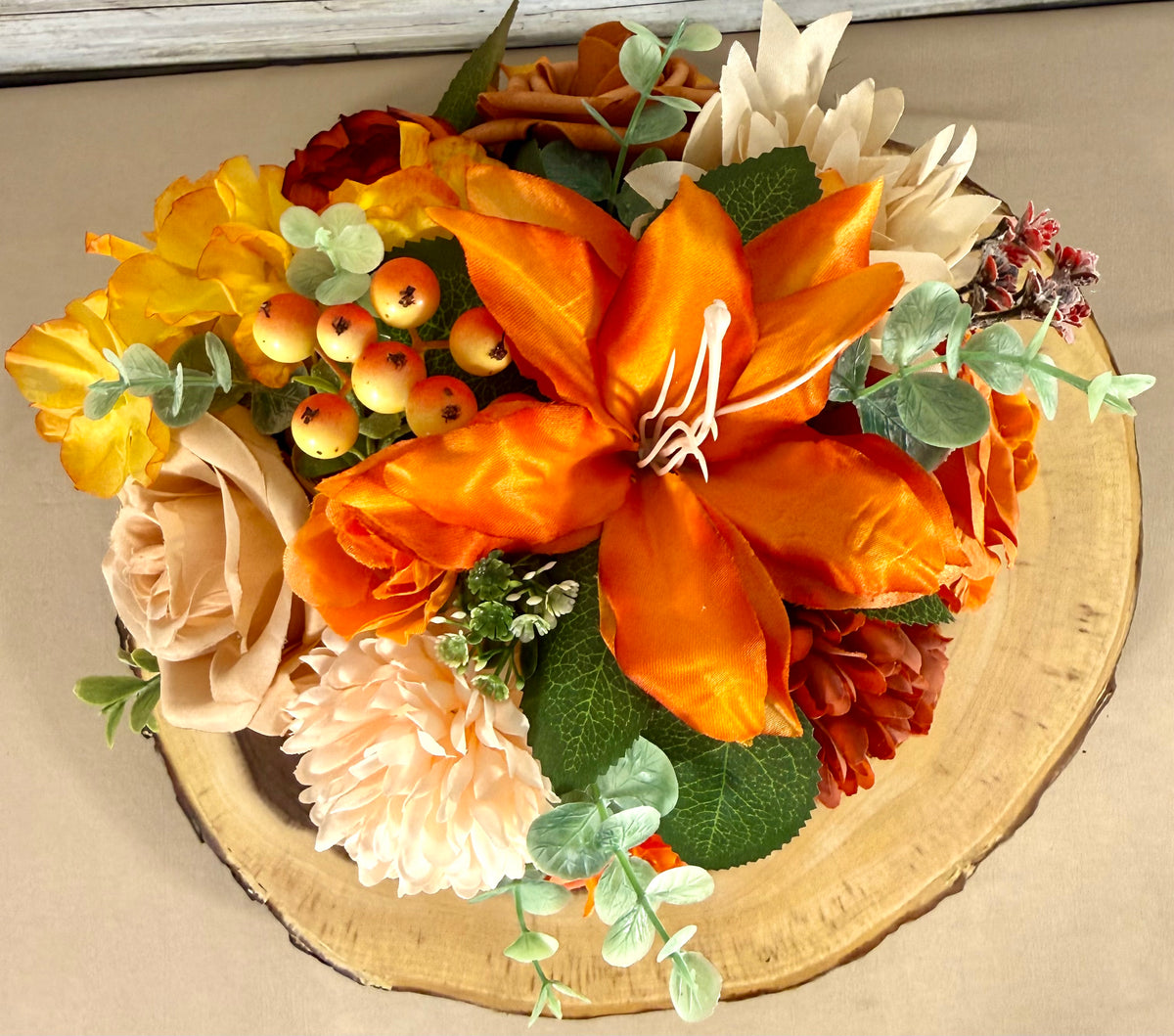 Handmade Artificial Floral Arrangement – Medium Tabletop Home Decor