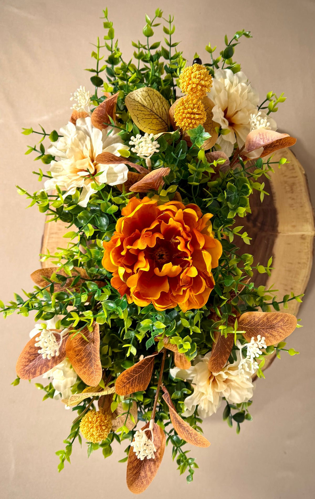 Fall Pumpkin Carriage Floral Arrangement – Autumn Flowers & Farmhouse Decor